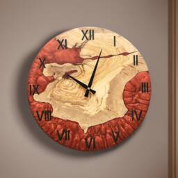 Custom Resin & Olive Wood Wall Clock Live Edge Rustic Home Decor - thumbnail 4