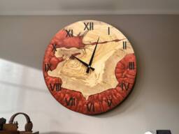 Custom Resin & Olive Wood Wall Clock Live Edge Rustic Home Decor