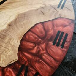 Custom Resin & Olive Wood Wall Clock Live Edge Rustic Home Decor - thumbnail 3