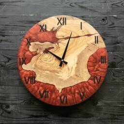 Custom Resin & Olive Wood Wall Clock Live Edge Rustic Home Decor - thumbnail 2
