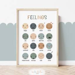 Set Of 3 Educational Nursery Prints, Shapes Print, Feelings Chart, Colours Scandi Decor, Playroom Prints - thumbnail 2