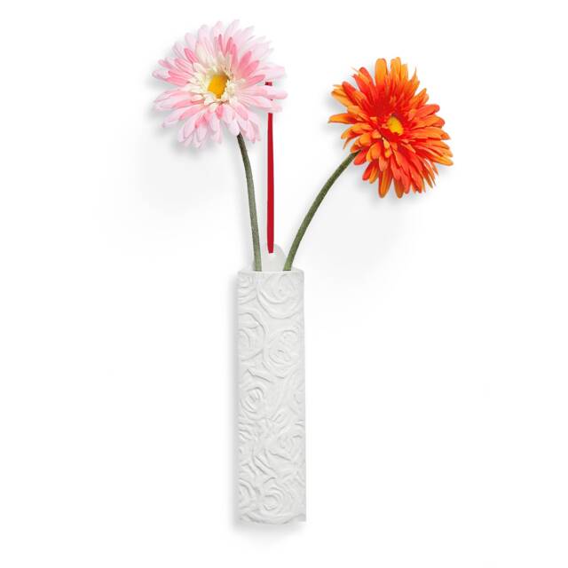 Sant Jordi Hanging Wall Vase - White Porcelain, Textured Ikebana Art, Minimalist Decor - image 1