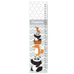 Canvas Growth Chart, Panda Bear With Mint & Gray Chevron, Kids Growth Chart, Nursery Wall Art, Personalized Growth Chart - thumbnail 2