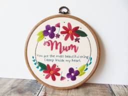 Special Mum Gift, Embroidery Gift For Her, Birthday Floral Embroidery, Wall Art, Mothers Day For - thumbnail 1