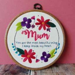 Special Mum Gift, Embroidery Gift For Her, Birthday Floral Embroidery, Wall Art, Mothers Day For - thumbnail 3