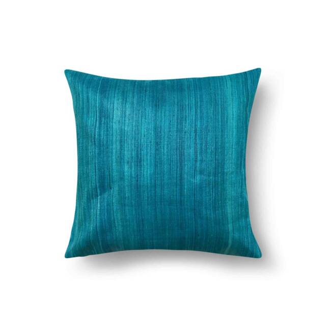 Teal Tussar Silk Pillow Cover, Handmade Cushion - image 1