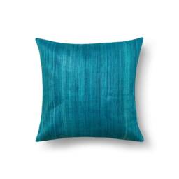 Teal Tussar Silk Pillow Cover, Handmade Cushion