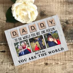 Daddy Gift From Kids, Custom For Daddy, Bespoke Photo Frame Woodblock, Scrabble Tile Design, Dad Birthday Or Father's Day - thumbnail 2