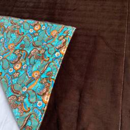 "Free & Easy - Minky Blanket - Turquoise, Brown, Cream Paisley Multi-Color Front, A Brown Luxe Cuddle, Super Soft Back 50""x60" - thumbnail 2