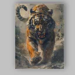 Majestic Roaring Tiger Wildlife Contemporary Brushstroke Artwork Canvas Wall Art Print Decor Picture Ready To Hang - thumbnail 1