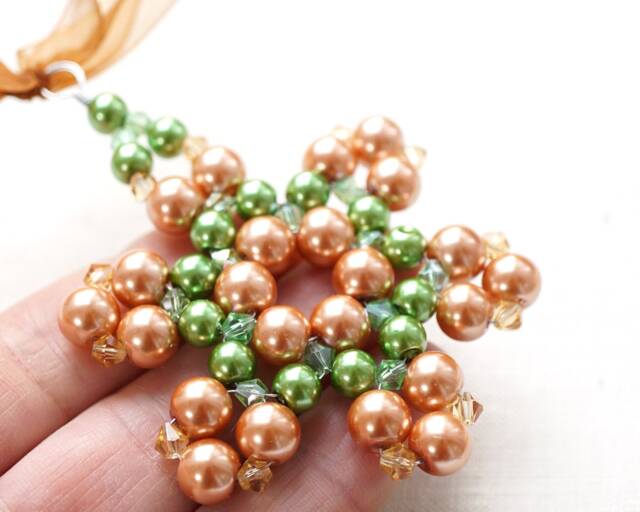 Green Copper Pearl Crystal Snowflake Christmas Tree Ornament Beaded Star Stocking Stuffer Holiday Decorations - image 1
