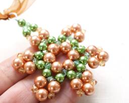 Green Copper Pearl Crystal Snowflake Christmas Tree Ornament Beaded Star Stocking Stuffer Holiday Decorations - thumbnail 1