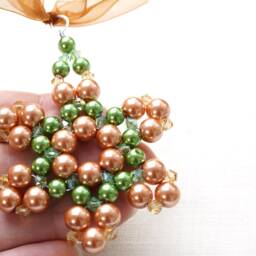 Green Copper Pearl Crystal Snowflake Christmas Tree Ornament Beaded Star Stocking Stuffer Holiday Decorations - thumbnail 3