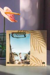 Tropical Palms Wood Picture Frame [Family Photo Frame, Fronds Leaves Anniversary 4x6 Frame] - thumbnail 1