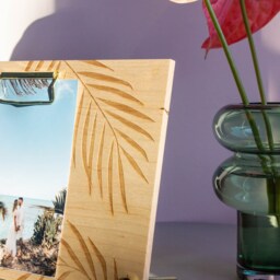 Tropical Palms Wood Picture Frame [Family Photo Frame, Fronds Leaves Anniversary 4x6 Frame] - thumbnail 3