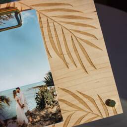 Tropical Palms Wood Picture Frame [Family Photo Frame, Fronds Leaves Anniversary 4x6 Frame] - thumbnail 2