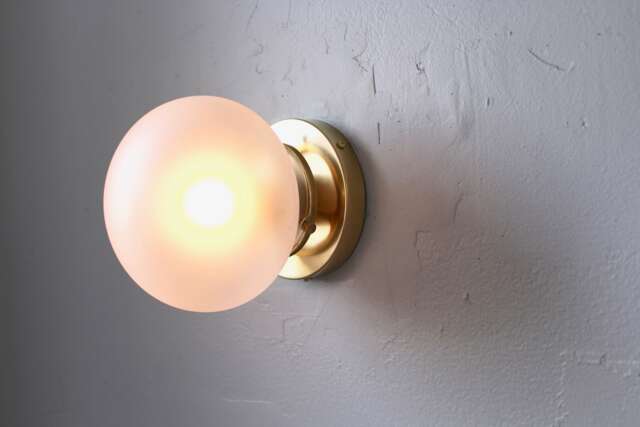 Wall Sconce Lamp, Brass Flush Mount Light, Frosted Clear 6 - image 1