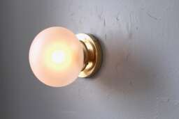 Wall Sconce Lamp, Brass Flush Mount Light, Frosted Clear 6 - thumbnail 1