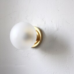 Wall Sconce Lamp, Brass Flush Mount Light, Frosted Clear 6 - thumbnail 3