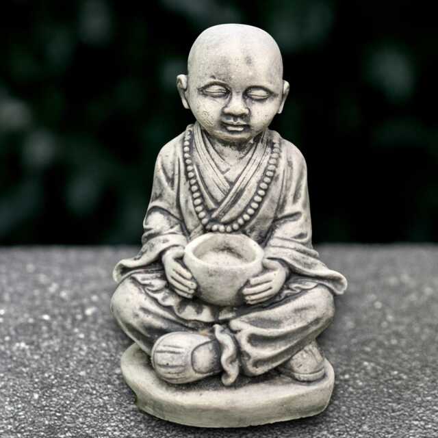Stone Buddha With Pot Sculpture Cement Figure Outdoor Buddhist Statue Japanese Decoration Handmade Ornament Lover Gift - image 1