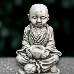 Stone Buddha With Pot Sculpture Cement Figure Outdoor Buddhist Statue Japanese Decoration Handmade Ornament Lover Gift - thumbnail 3
