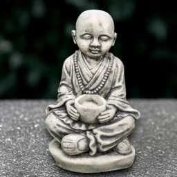 Stone Buddha With Pot Sculpture Cement Figure Outdoor Buddhist Statue Japanese Decoration Handmade Ornament Lover Gift - thumbnail 1