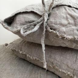 Burlap Pillow Covers, Farmhouse Shams, Throw Covers 18 X Rustic Linen Shams Natural Raw Sham Covers Linen Pillowcases - thumbnail 2