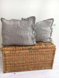 Burlap Pillow Covers, Farmhouse Shams, Throw Covers 18 X Rustic Linen Shams Natural Raw Sham Covers Linen Pillowcases - thumbnail 1
