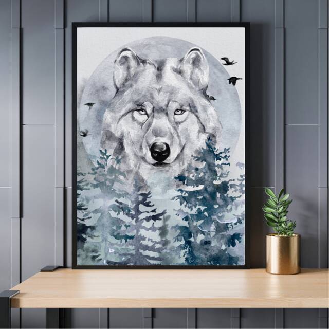 Full Moon Print, Phase Lounge Wall Art, Watercolour Artwork, Gallery Wall, Illustration, Lunar Prints UK A5, A4, A3 - image 1