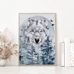 Full Moon Print, Phase Lounge Wall Art, Watercolour Artwork, Gallery Wall, Illustration, Lunar Prints UK A5, A4, A3 - thumbnail 2