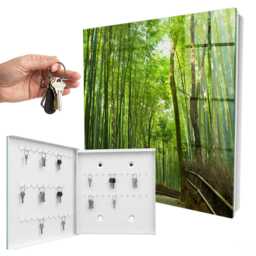 Bamboo Path Wall Mounted Key Cabinet, Green Industrial Box, Photographic Nature, For Lovers Of Nature & Peace - thumbnail 2