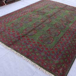 7x10 Green Ersari Turkmen Bukhara Rug, Afghan Hand Knotted Soft Wool Tribal Area Oriental Rug, Rug For Bedroom Living Room - thumbnail 3