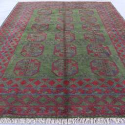 7x10 Green Ersari Turkmen Bukhara Rug, Afghan Hand Knotted Soft Wool Tribal Area Oriental Rug, Rug For Bedroom Living Room - thumbnail 2