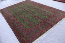 7x10 Green Ersari Turkmen Bukhara Rug, Afghan Hand Knotted Soft Wool Tribal Area Oriental Rug, Rug For Bedroom Living Room - thumbnail 1