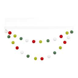 Wool Felt Ball Christmas Garland Red, Green, & White Pom Poms