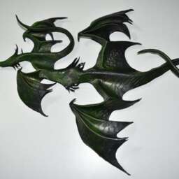 Leather Dragon Green/Black Wall Hanging - Listing Is For The 12 Inch Wingspan Sale Price Last One - thumbnail 2