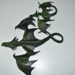 Leather Dragon Green/Black Wall Hanging - Listing Is For The 12 Inch Wingspan Sale Price Last One - thumbnail 3