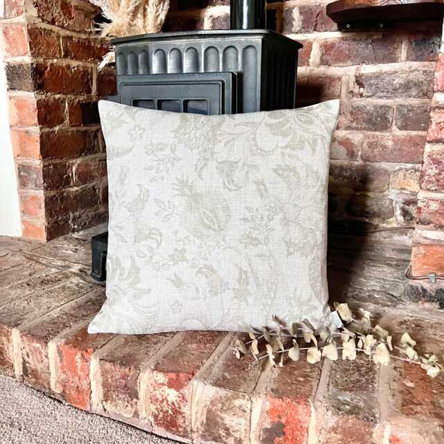 1510. Handmade Green Flowers Linen Blend Cushion Cover, Various Sizes - image 1