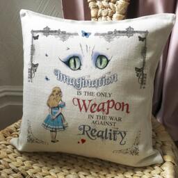 Alice Wonderland Cushion Pillow Cover Cheshire Cat Imagination - thumbnail 2