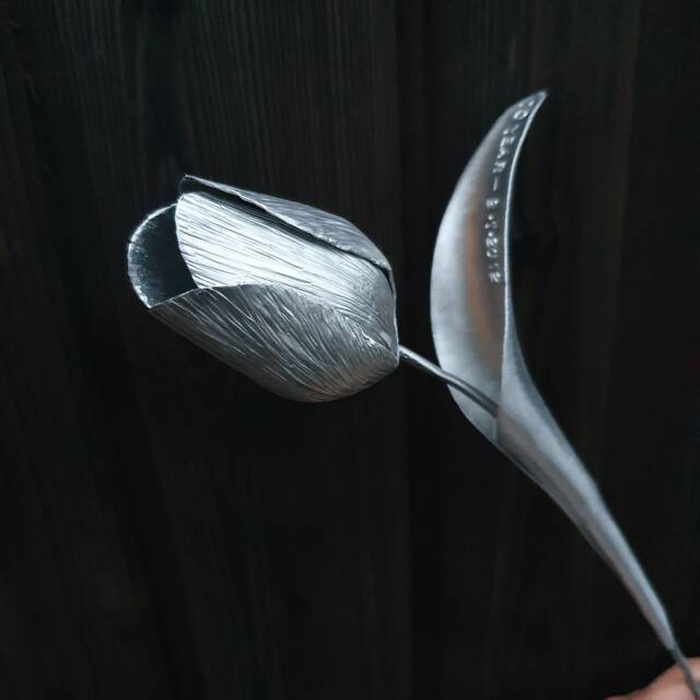 Aluminium Tulip, Metal Flower, 10Th Aluminum Anniversary, 11Th Silver Wedding Wife Gift, Artificial Flower - image 1