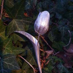 Aluminium Tulip, Metal Flower, 10Th Aluminum Anniversary, 11Th Silver Wedding Wife Gift, Artificial Flower - thumbnail 3