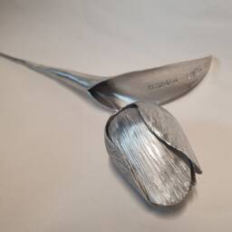 Aluminium Tulip, Metal Flower, 10Th Aluminum Anniversary, 11Th Silver Wedding Wife Gift, Artificial Flower - thumbnail 2