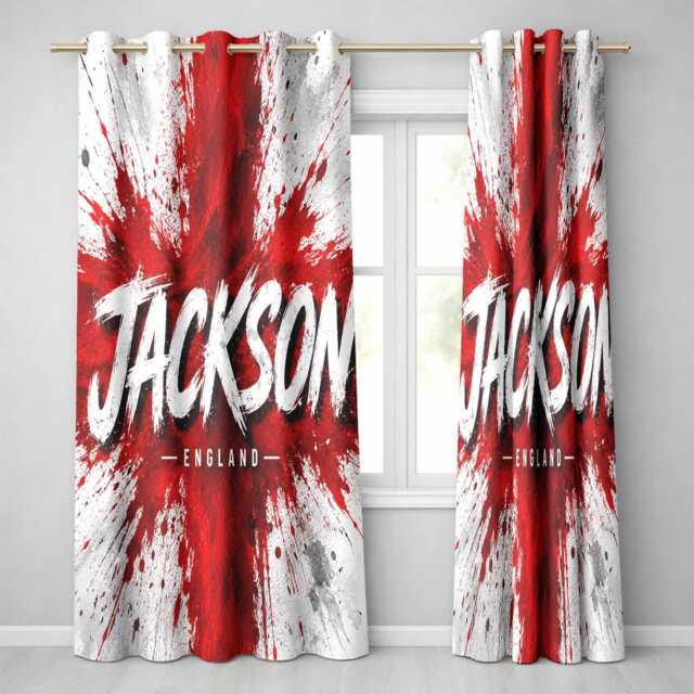 Personalised Name England Flag Curtains Three Lions Football Supporter Decor St Georges Cross Sports Match Fan Bedroom Window Drapes Gift - image 1