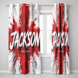 Personalised Name England Flag Curtains Three Lions Football Supporter Decor St Georges Cross Sports Match Fan Bedroom Window Drapes Gift - thumbnail 1