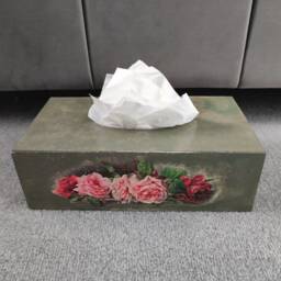 Decoupage Wooden Tissue Box Cover Vintage Pink Roses Motif - thumbnail 3