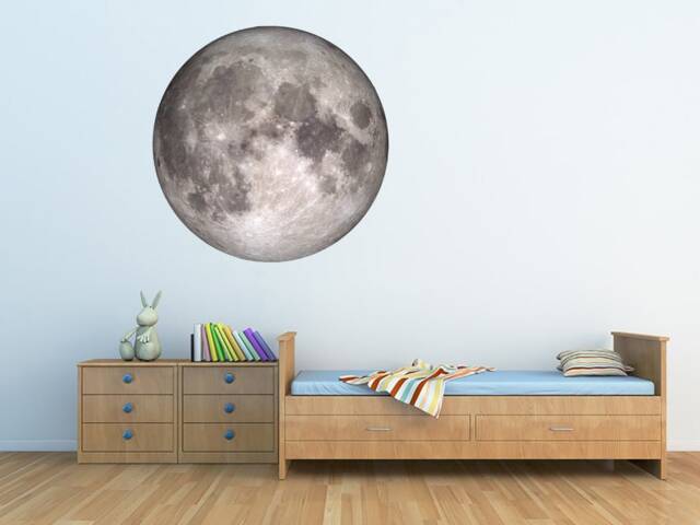 Full Moon Wall Decal, Self-Adhesive Vinyl Sticker, Kids Room Decor - image 1
