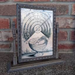 Solar Clock - Vintage Swivel Frame Ars Magna Lucis Et Umbrae Athanasius Kircher, 1646 Framed Reproduction On Silvered Wood Handmade - thumbnail 1