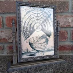 Solar Clock - Vintage Swivel Frame Ars Magna Lucis Et Umbrae Athanasius Kircher, 1646 Framed Reproduction On Silvered Wood Handmade - thumbnail 3