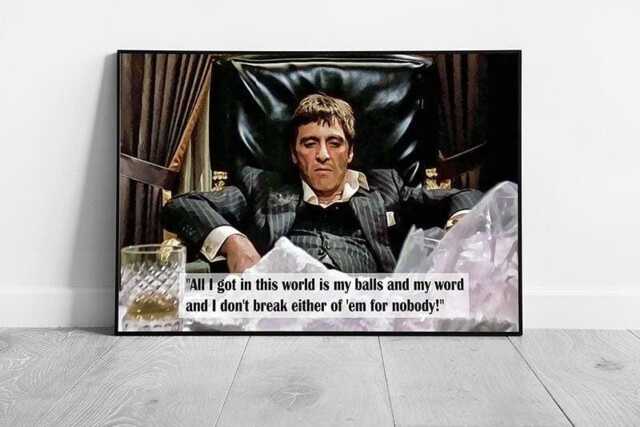 Scarface Tony Montana American Gangster Quote Wall Art - Framed Ready To Hang Picture Print - image 1