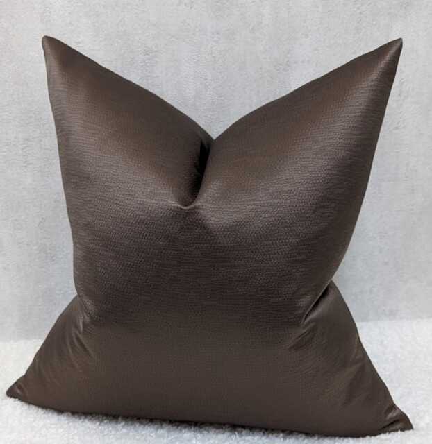 Chocolate Brown Luxury Cushion Cover Bold Textured Satin Fabric, Textured Ribbed Modern Sofa Bed Pillow Plain Accent Cushion - image 1